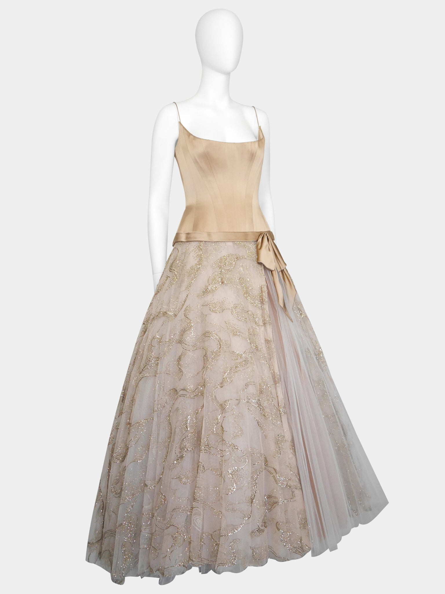 NINA RICCI 1990s Vintage Princess Ball Gown Evening Dress w/ Stole Size M