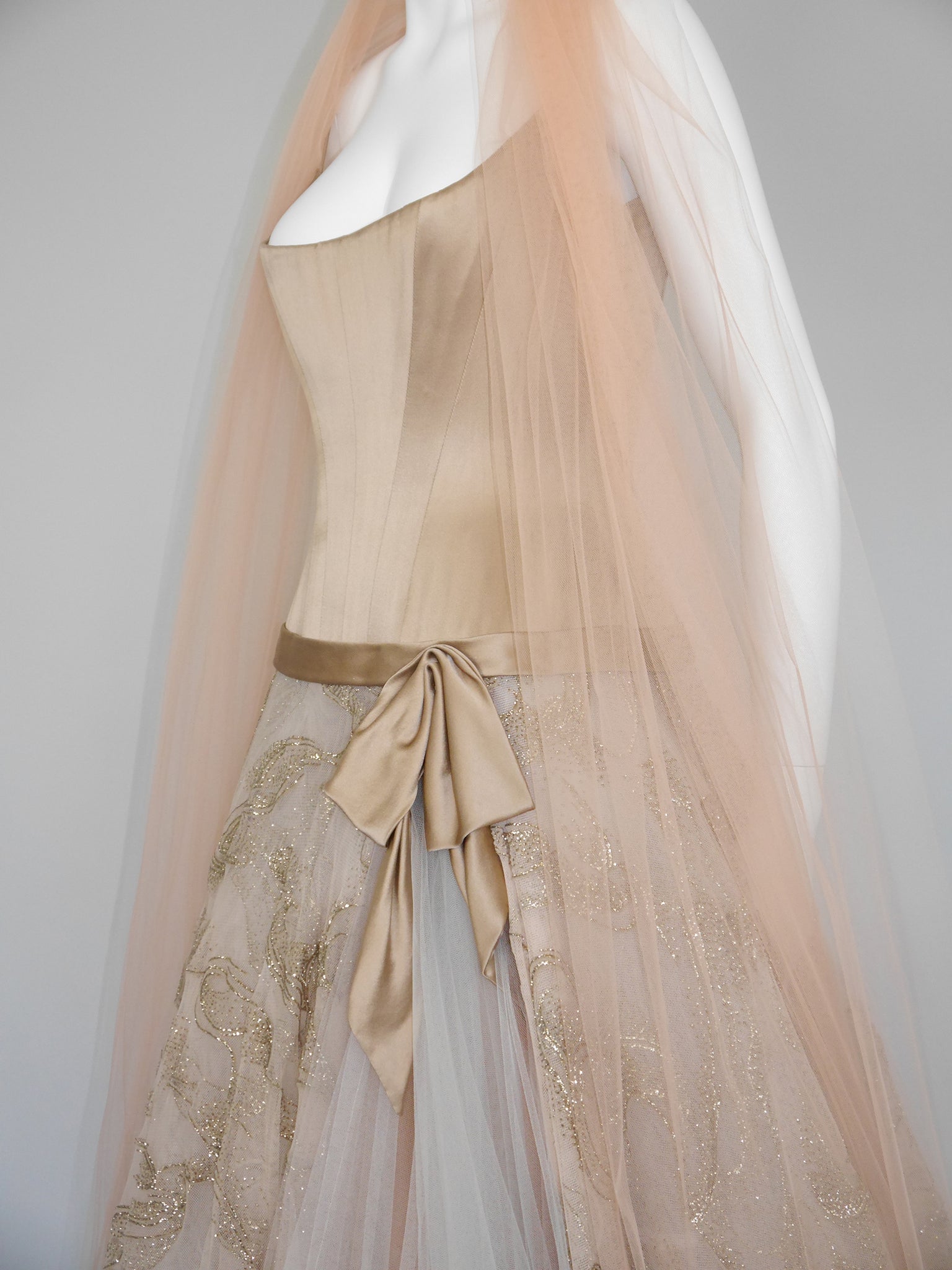 NINA RICCI 1990s Vintage Princess Ball Gown Evening Dress w/ Stole Size M
