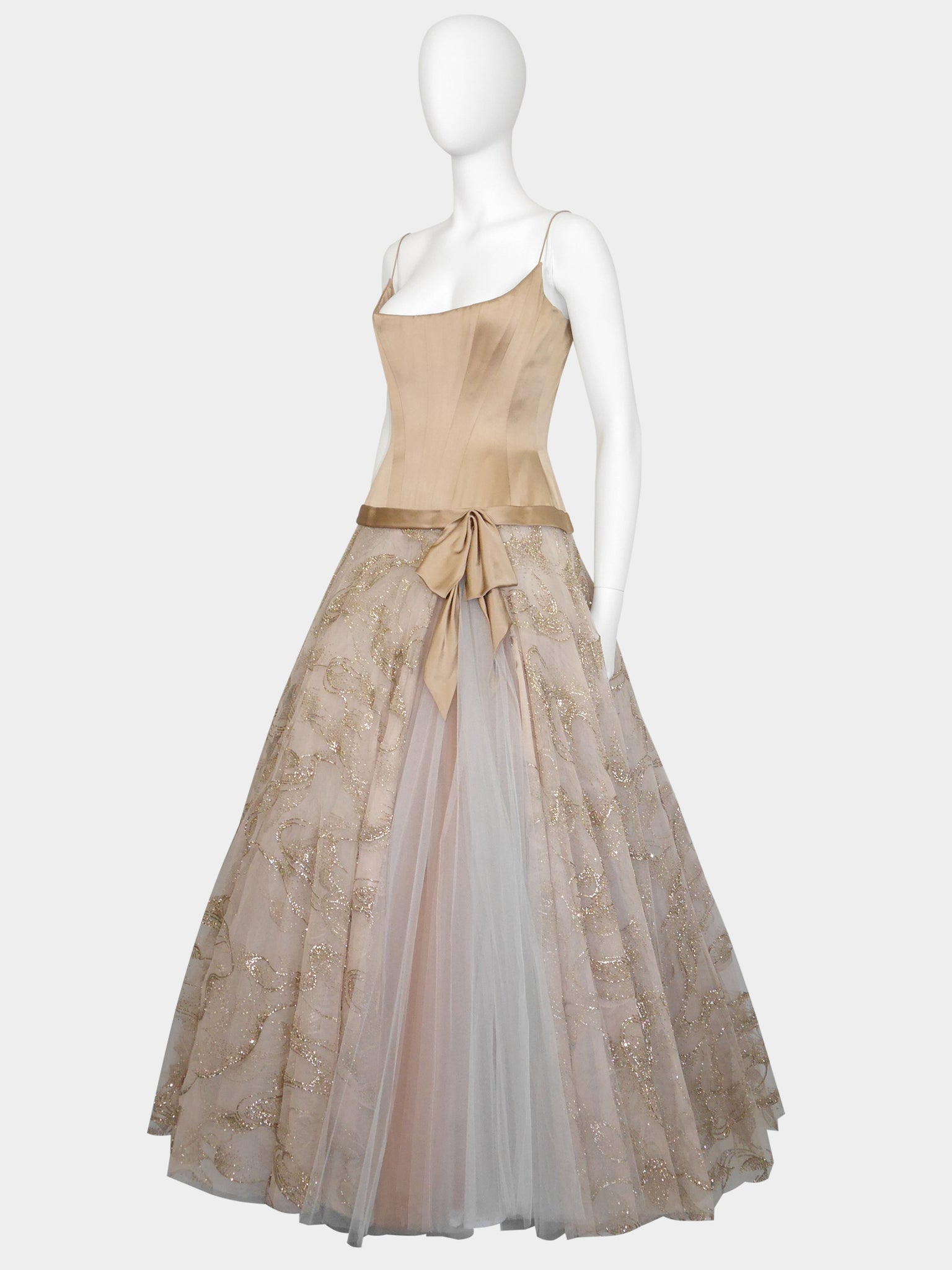 NINA RICCI 1990s Vintage Princess Ball Gown Evening Dress w/ Stole Size M