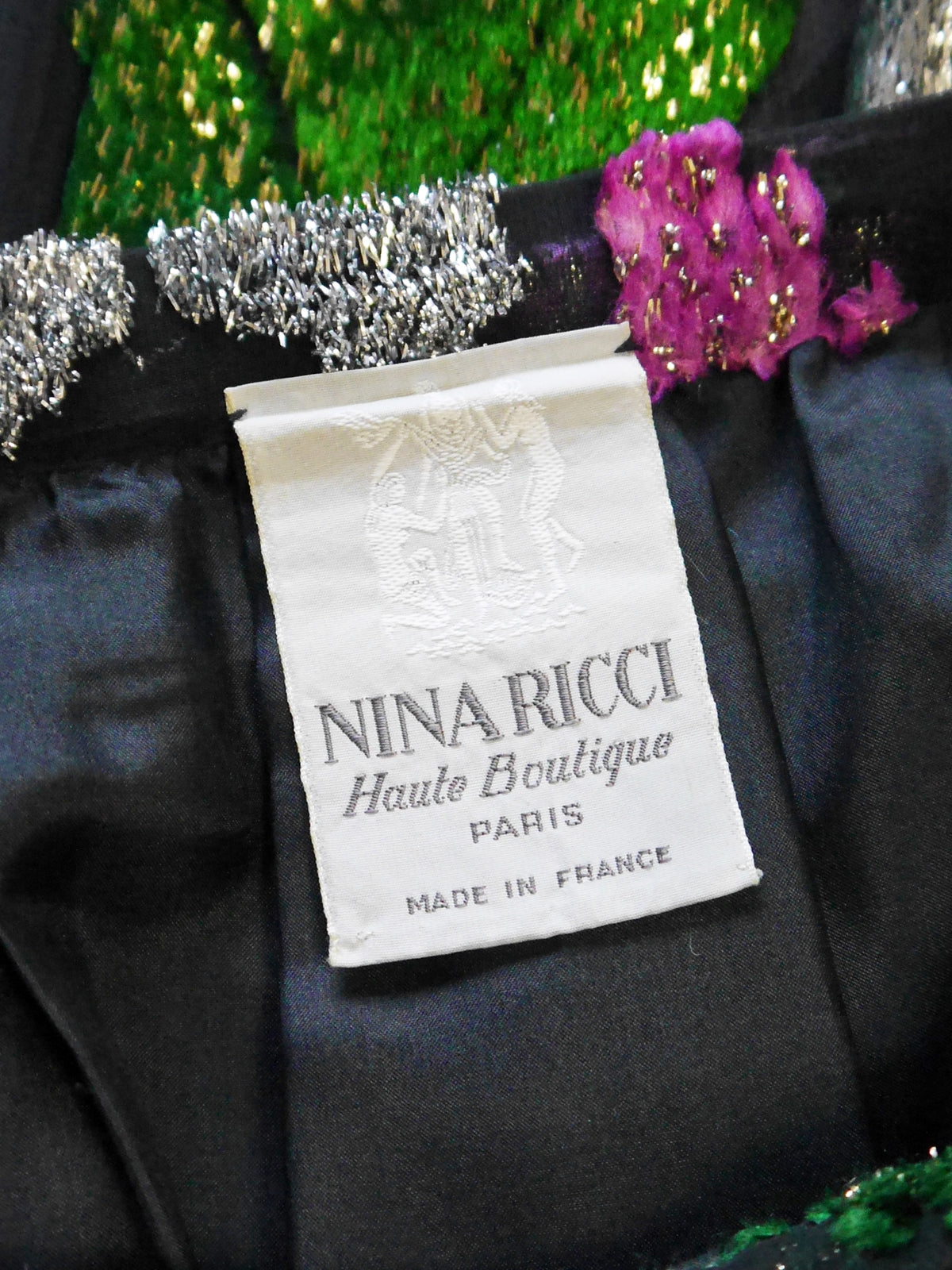 NINA RICCI 1970s Vintage Silk & Velvet Lamé Evening Skirt