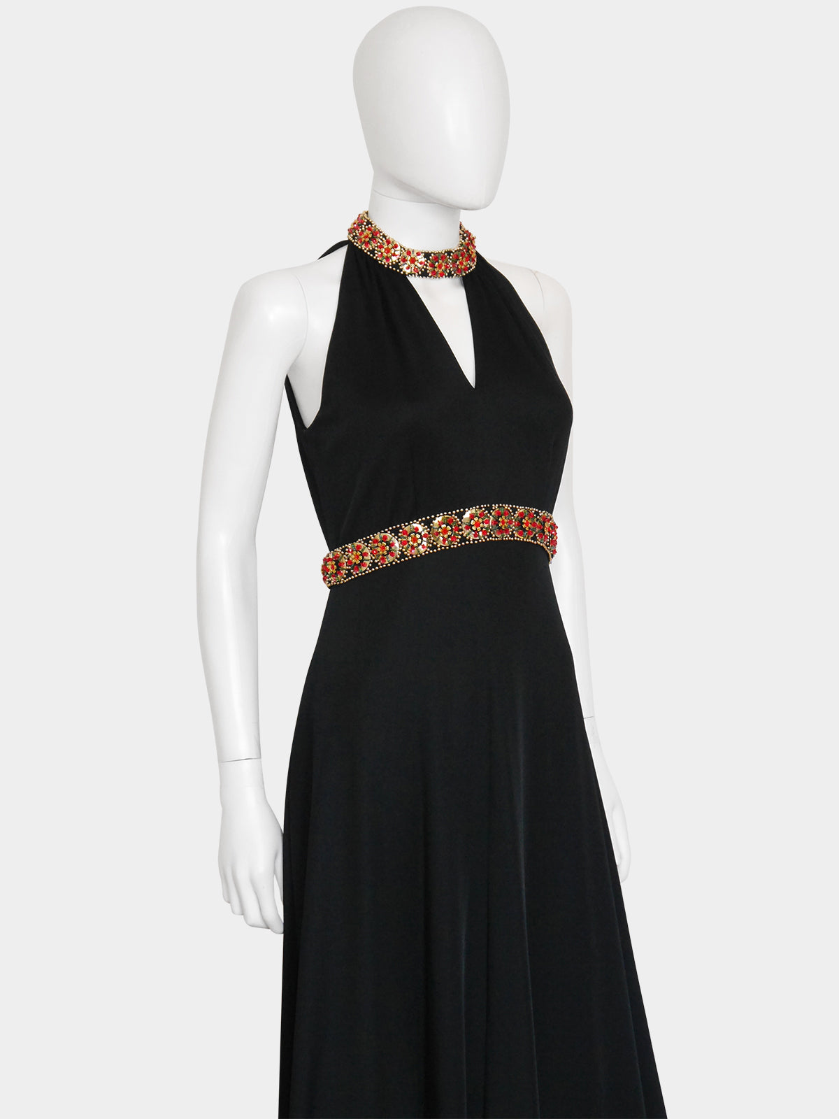 PIERRE BALMAIN 1960s 1970s Vintage Beaded Maxi Evening Goddess Gown Size S