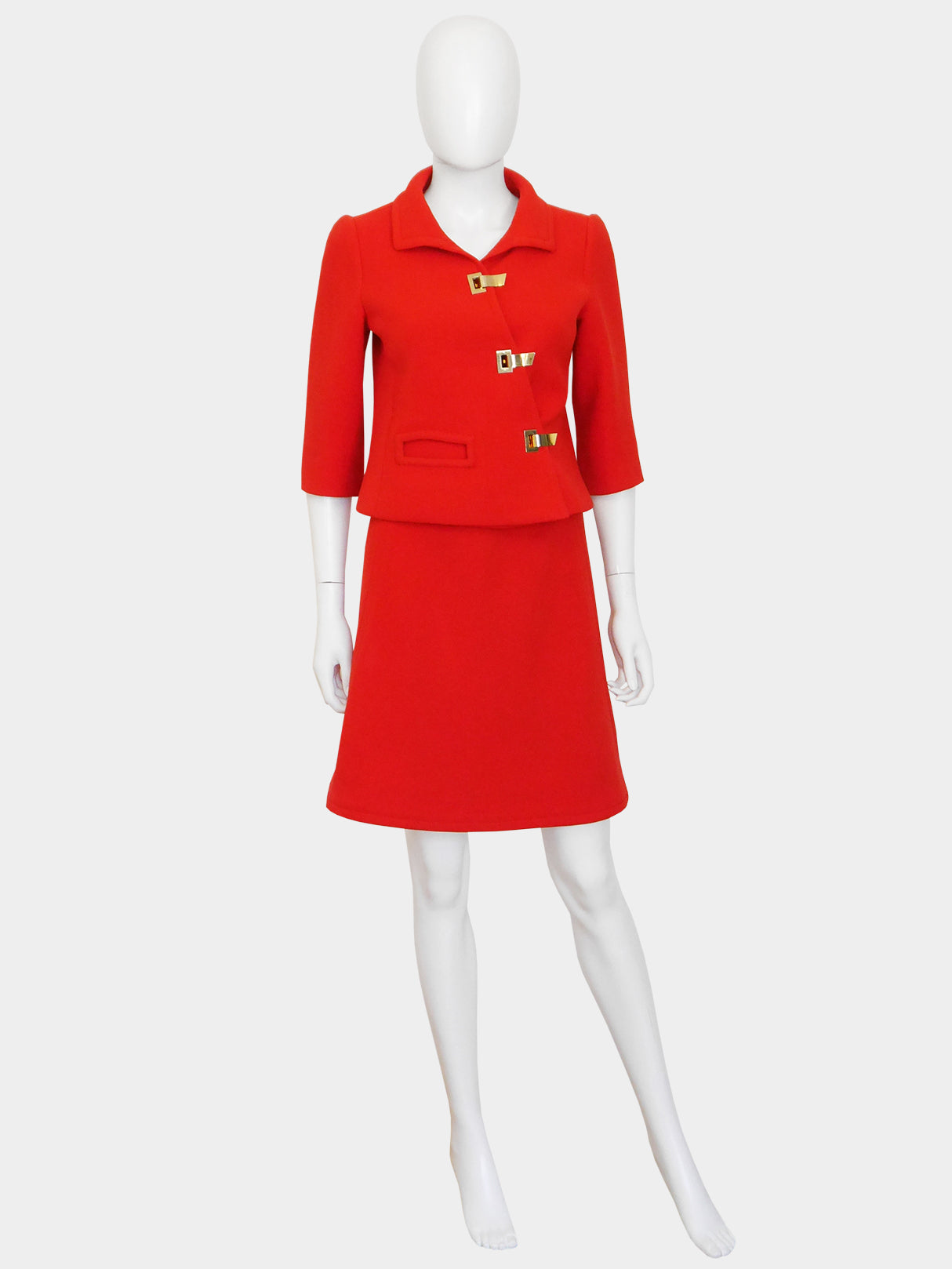 PIERRE CARDIN c. 1967 Cosmocorps Vintage Suit Skirt & Jacket Size XS
