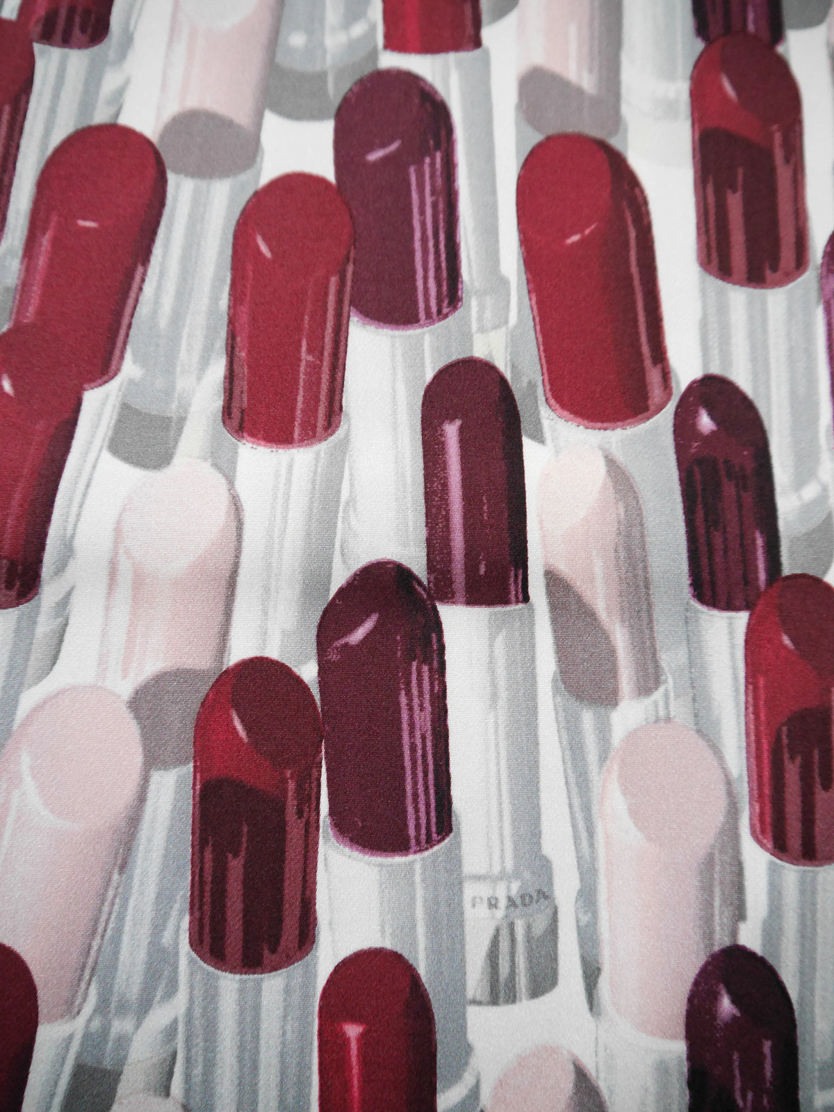 PRADA Spring 2000 Vintage Lipstick Print Wide-Leg Silk Pants