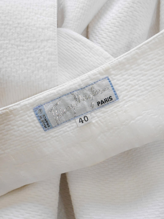 THIERRY MUGLER 1980s 1990s Vintage White Cotton High-Low Maxi Dress