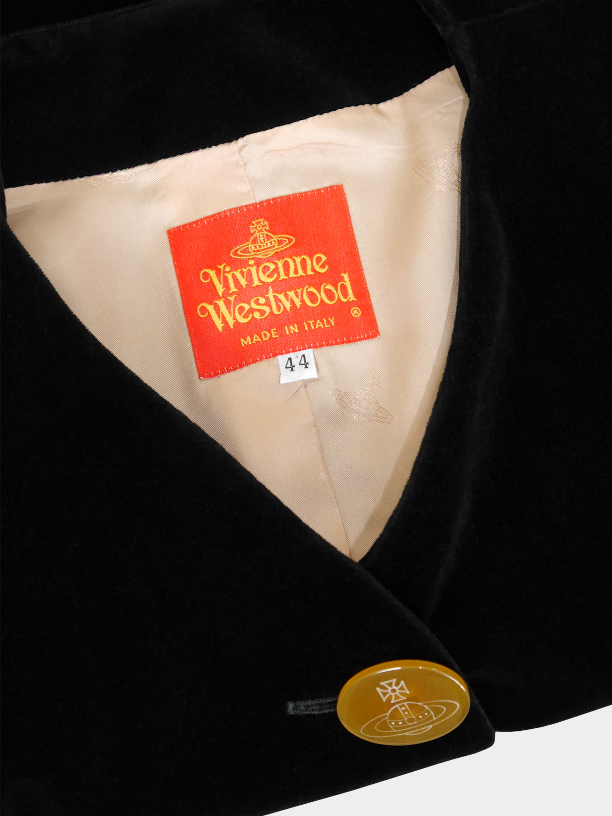 VIVIENNE WESTWOOD Fall 1991 Vintage Black Velvet Jacket w/ Orb Buttons Size M