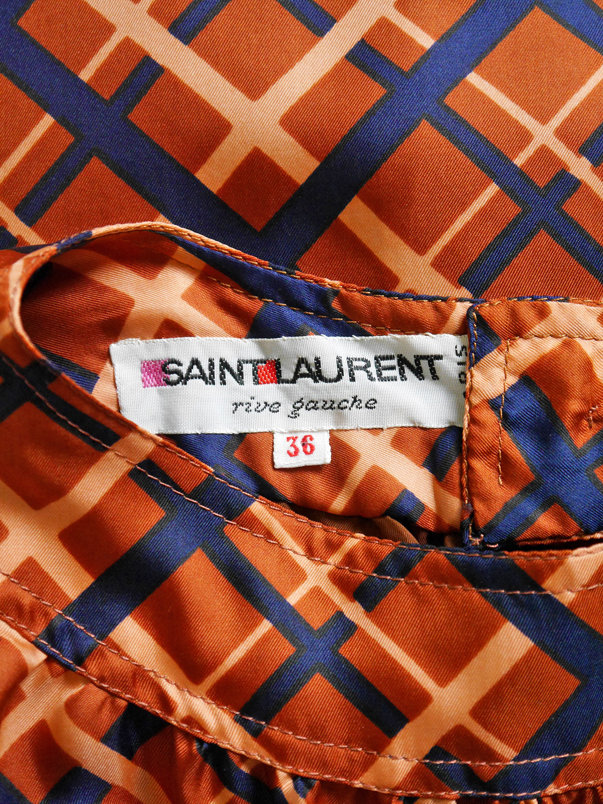 YVES SAINT LAURENT c. 1971 Vintage Sleeveless A-Line Silk Dress