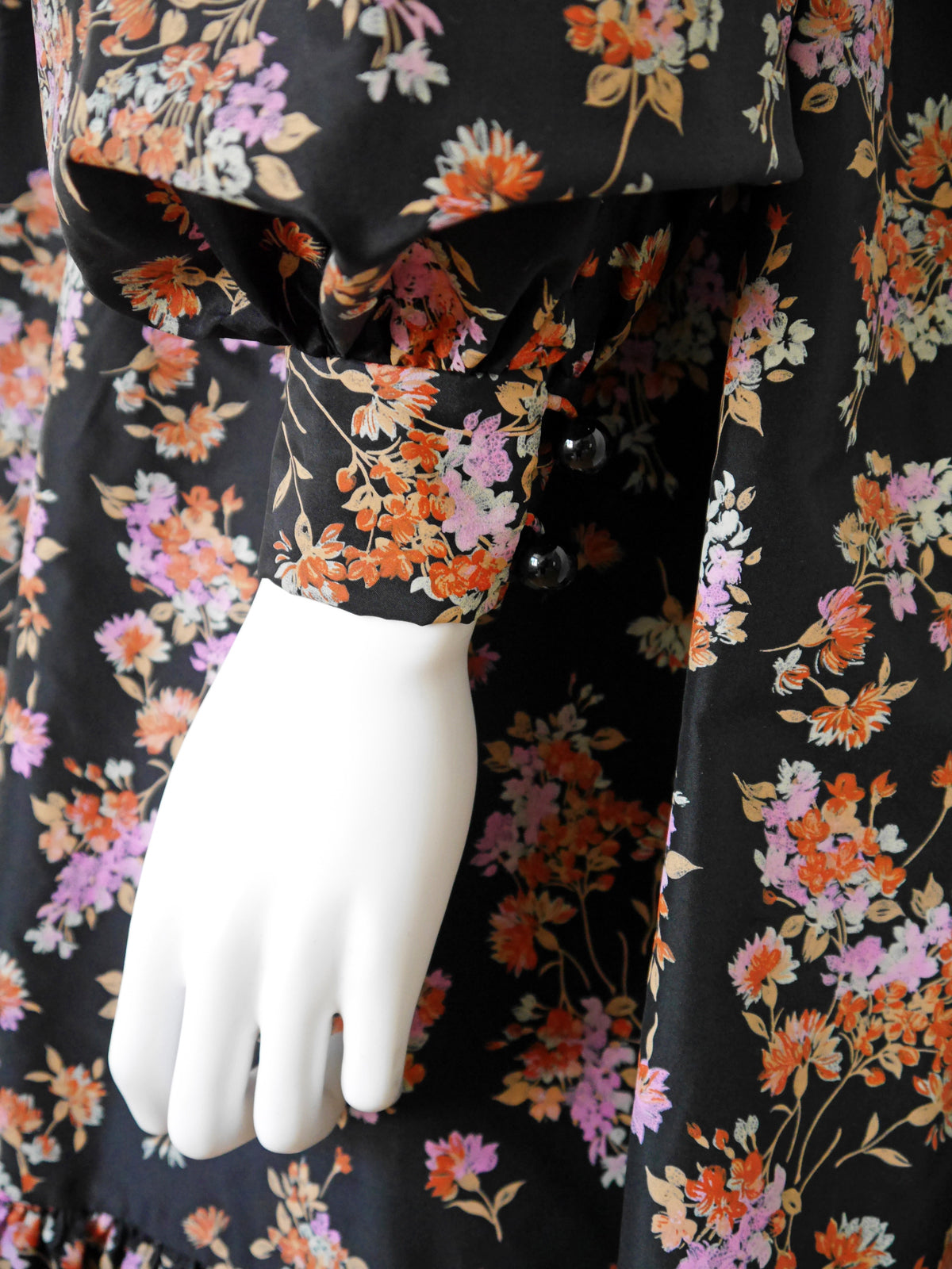 YVES SAINT LAURENT Fall 1977 Ruffled Floral Silk Evening Coat