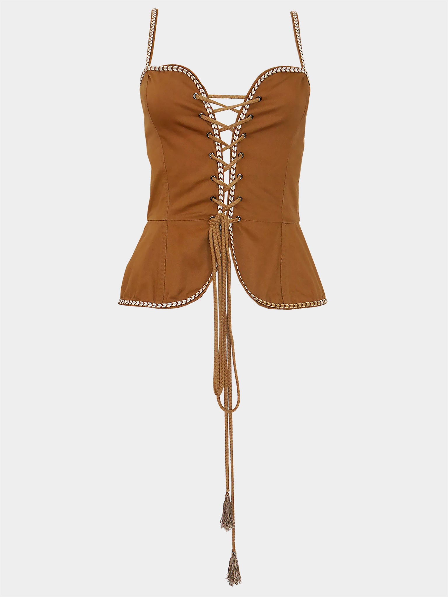Yves Saint Laurent 1970s Vintage Peasant Lace Up Corset Top