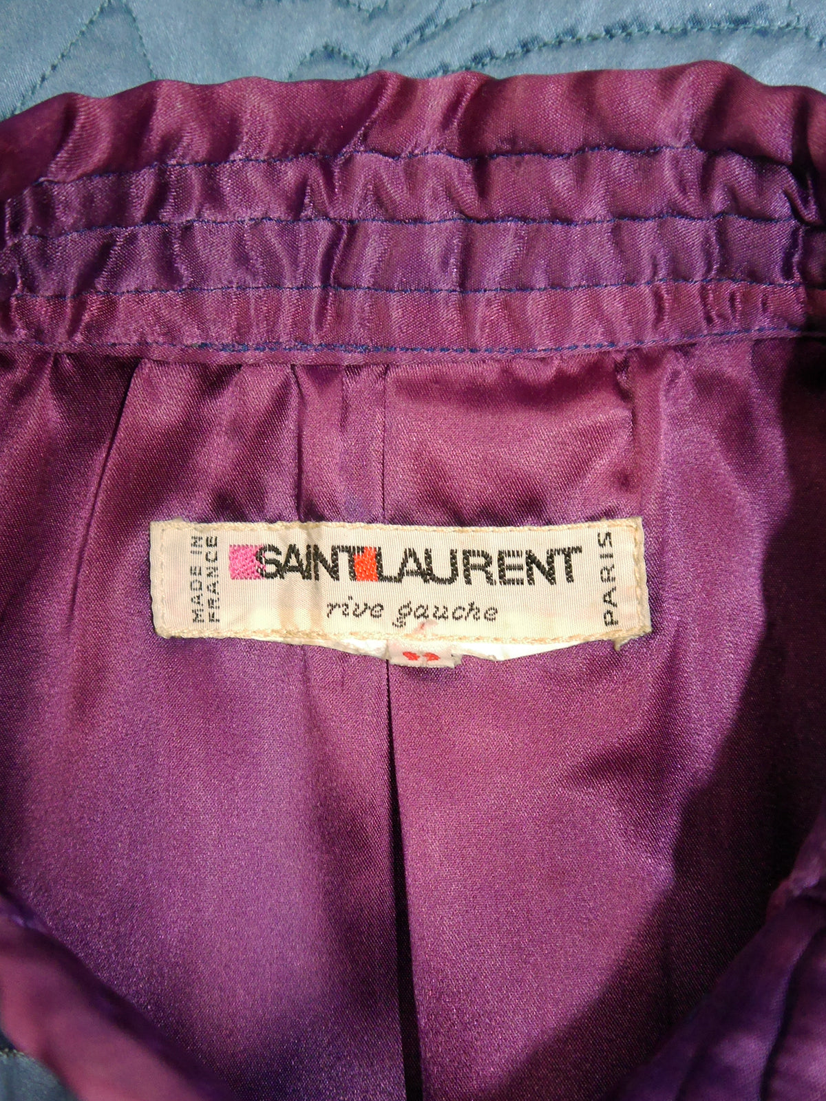 YVES SAINT LAURENT c. 1978 Quilted Silk Jacket