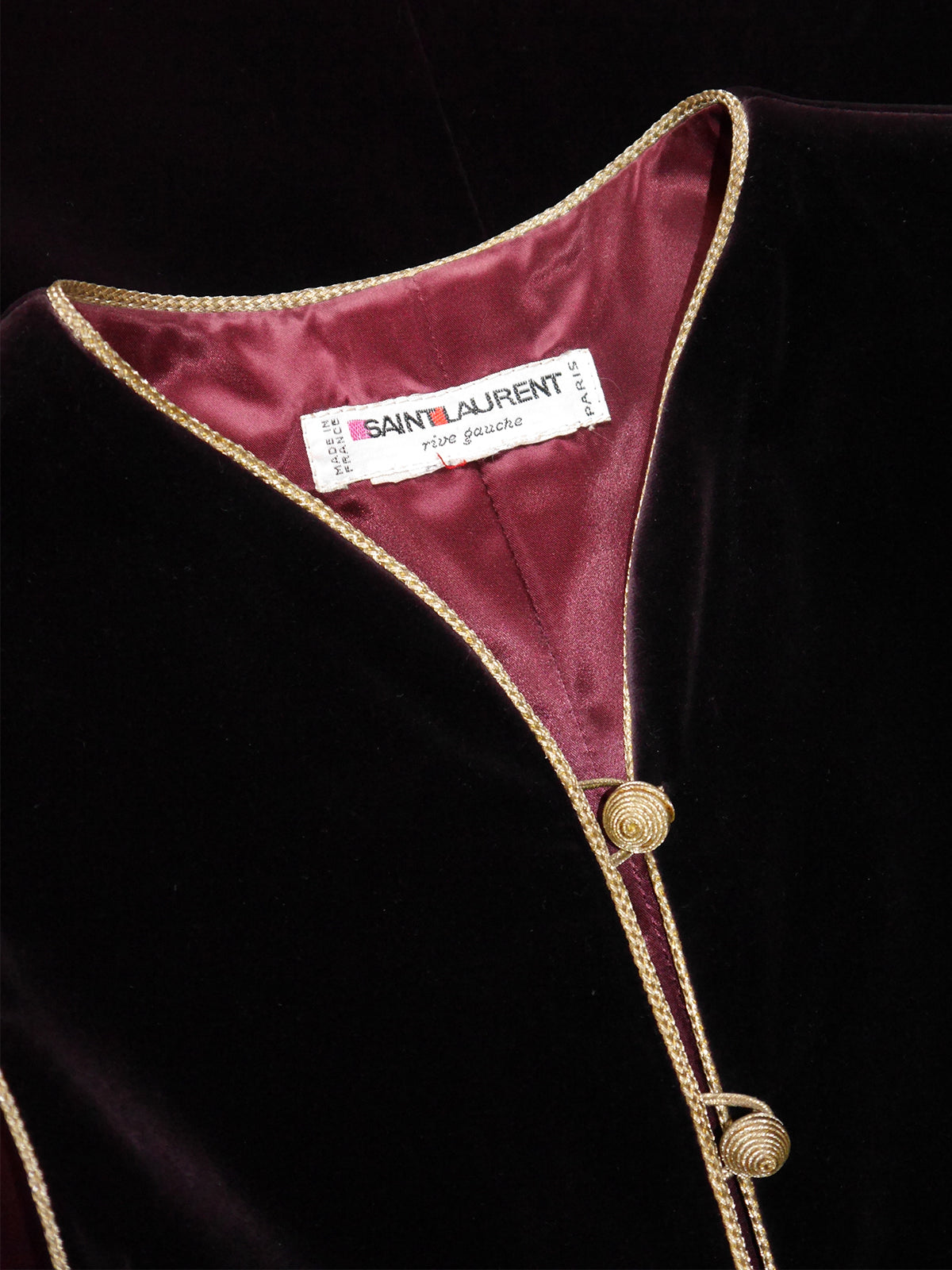 YVES SAINT LAURENT Fall 1976 Russian Collection Velvet Tunic Caftan Dress or Vest