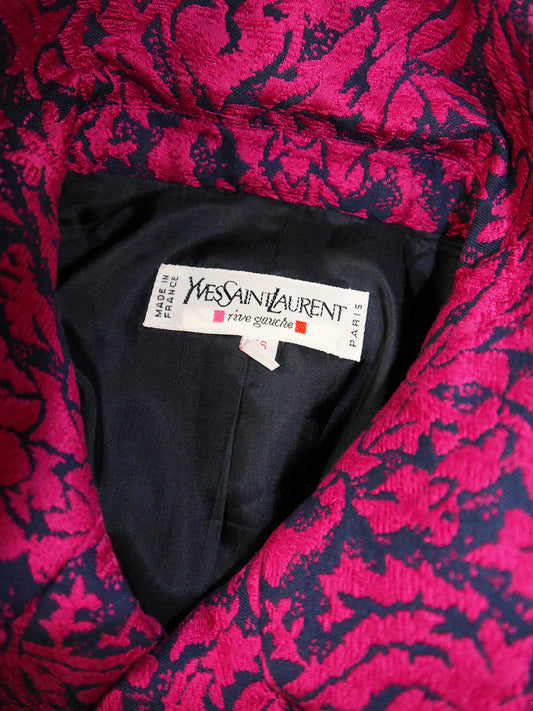 YVES SAINT LAURENT 1990s Vintage Pink Jacquard Evening Jacket