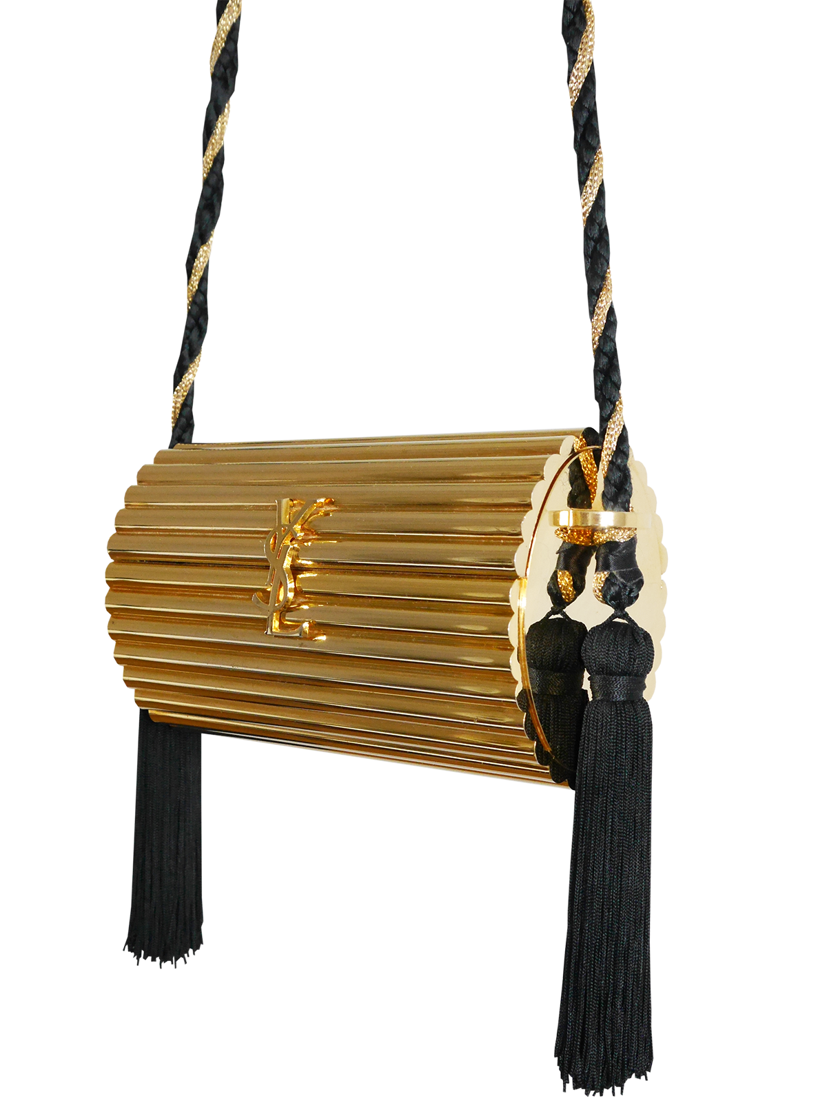 YVES SAINT LAURENT Vintage OPIUM Minaudière Gold Tassel Evening Handbag