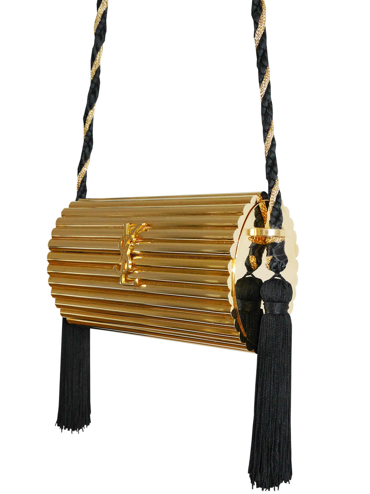 YVES SAINT LAURENT Vintage OPIUM Minaudiere Gold Tassel Evening Handba VINTAGE VON WERTH