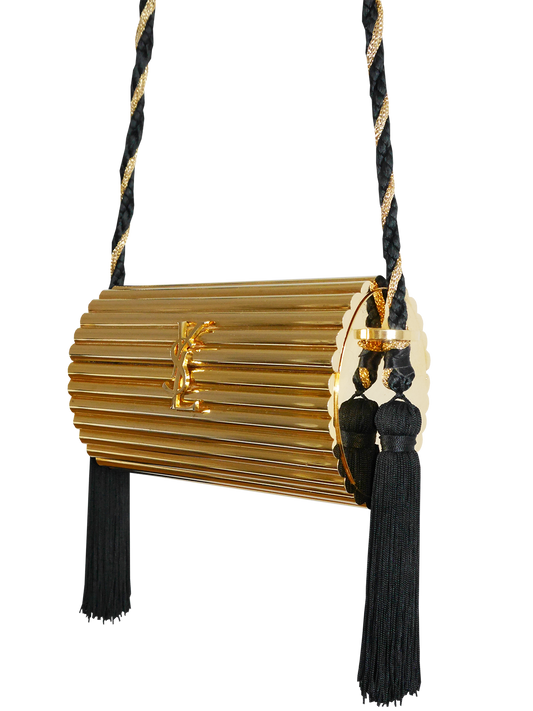 YVES SAINT LAURENT Vintage OPIUM Minaudière Gold Tassel Evening Handbag