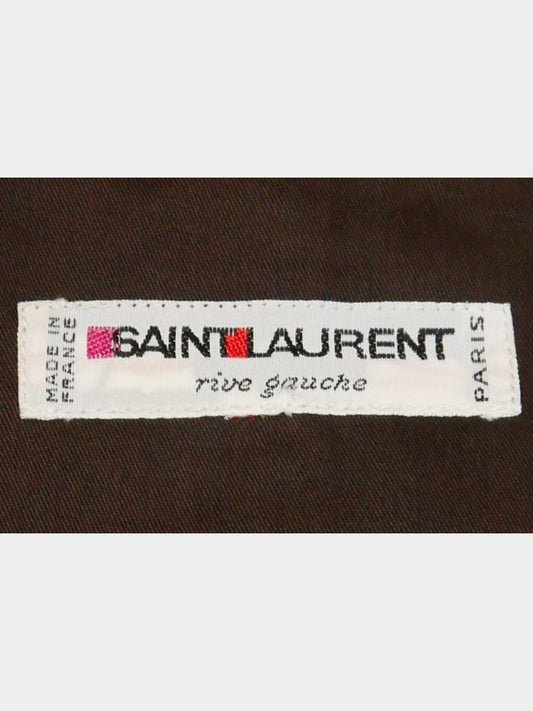 YVES SAINT LAURENT 1970s Vintage Lace Up Peasant Blouse Brown