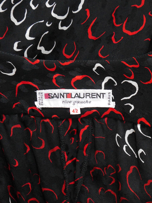 YVES SAINT LAURENT 1970s 1980s Vintage Silk Wrap Dress