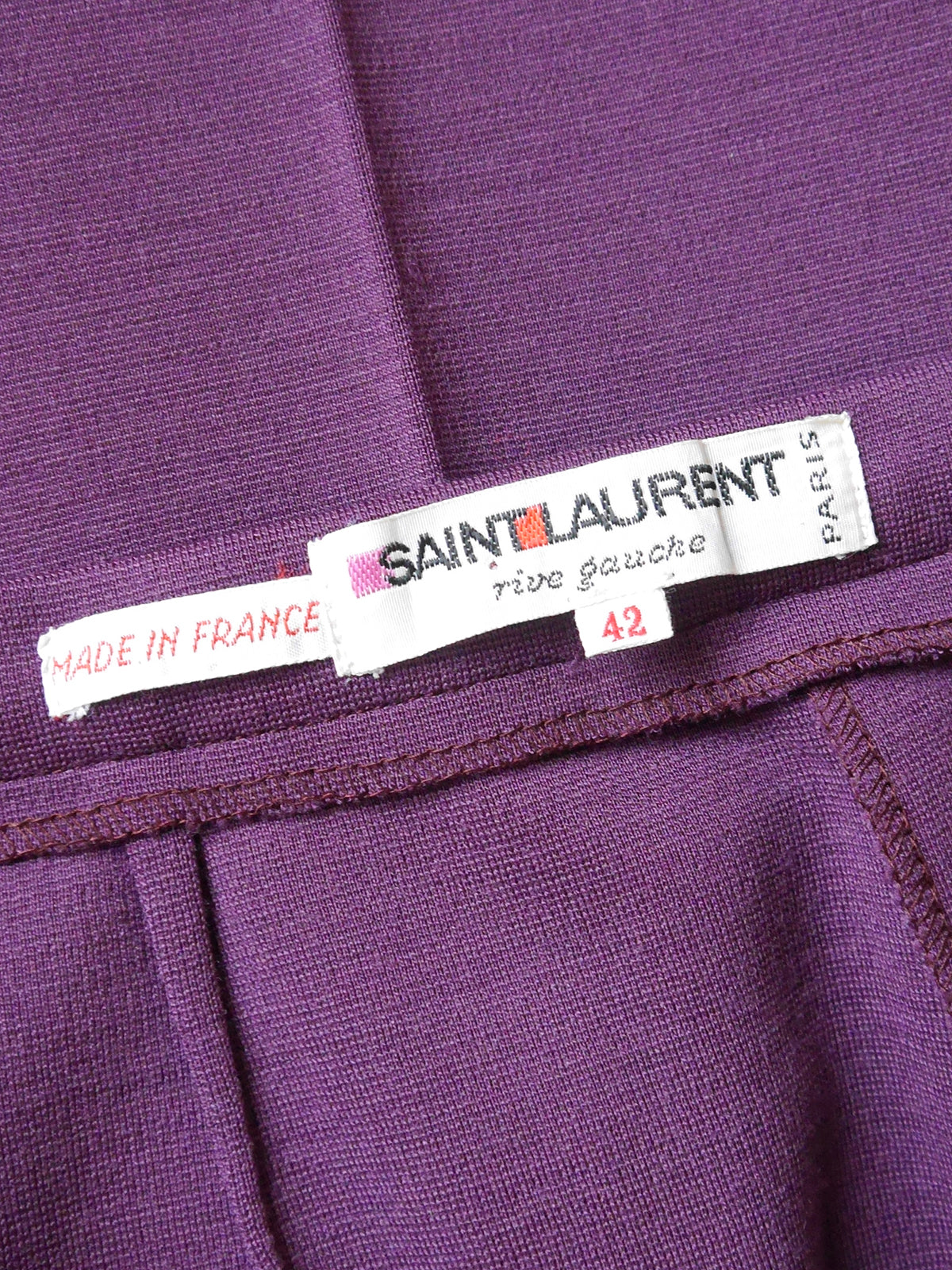 YVES SAINT LAURENT 1960s 1970s Vintage Purple Jersey Shirt & Pants Suit