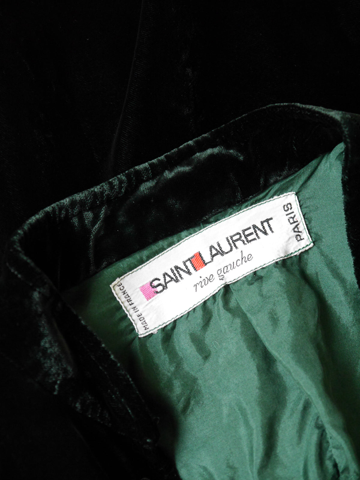 YVES SAINT LAURENT c. 1969 Vintage Panne Velvet Safari Suit Lace-Up Top & Pants