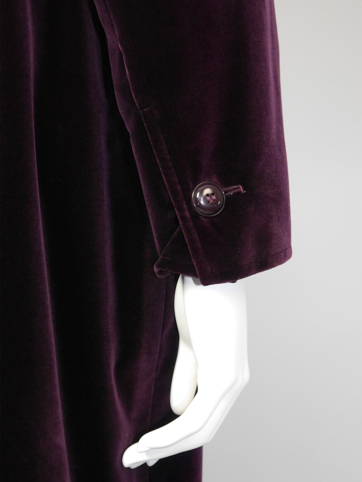 YVES SAINT LAURENT 1970s 1980s Vintage Dark Burgundy Velvet Coat Size S-M
