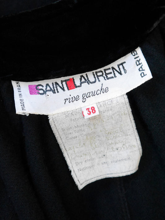 YVES SAINT LAURENT 1970s Vintage Wool Cape w/ Velvet Capelet One-Size