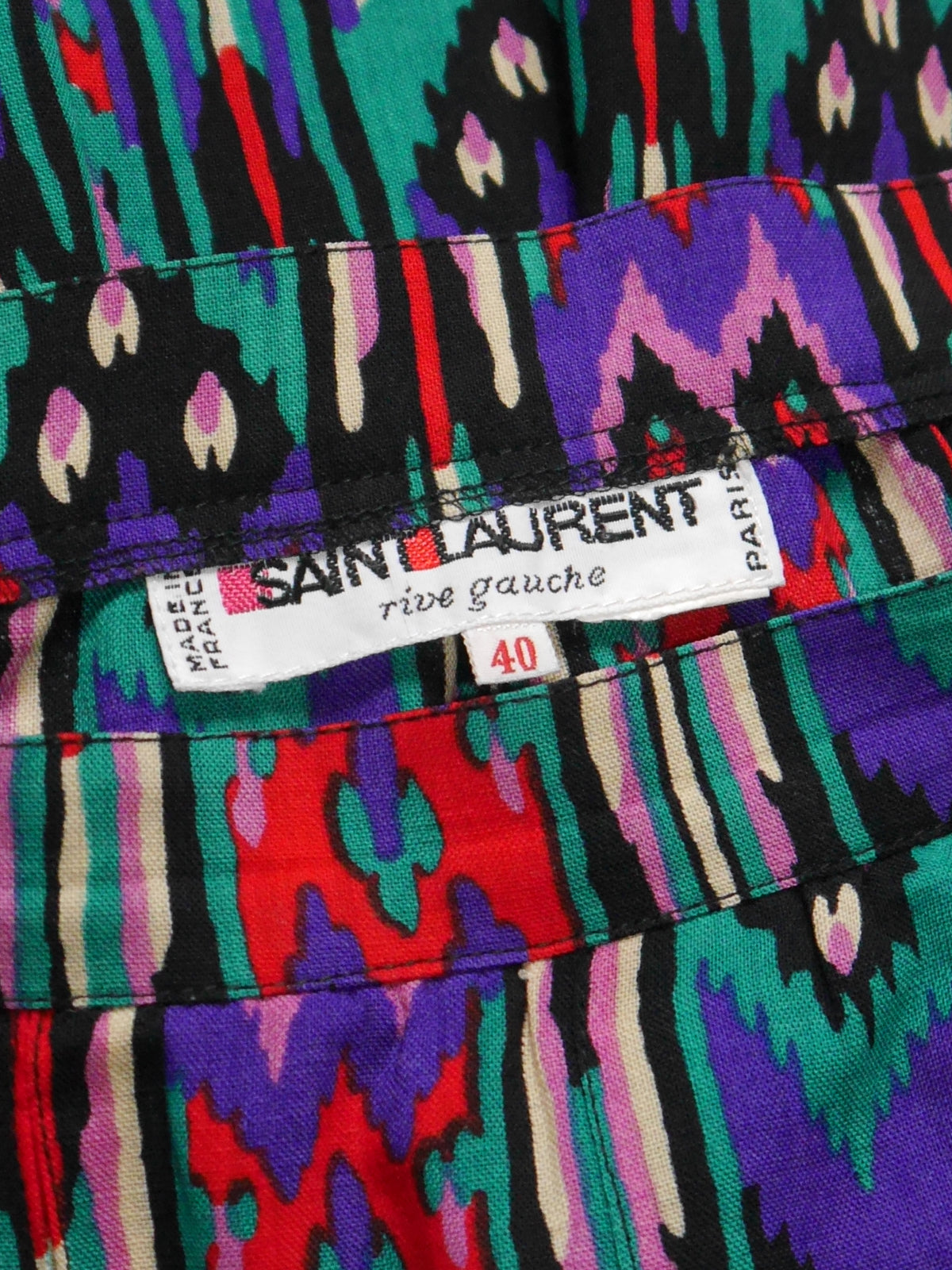 YVES SAINT LAURENT c. 1980 Vintage Documented Ikat Skirt Suit