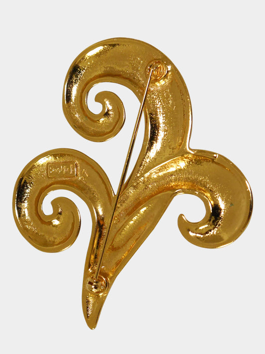 YVES SAINT LAURENT Spring 1989 Vintage Postmodern Abstract Floral Brooch