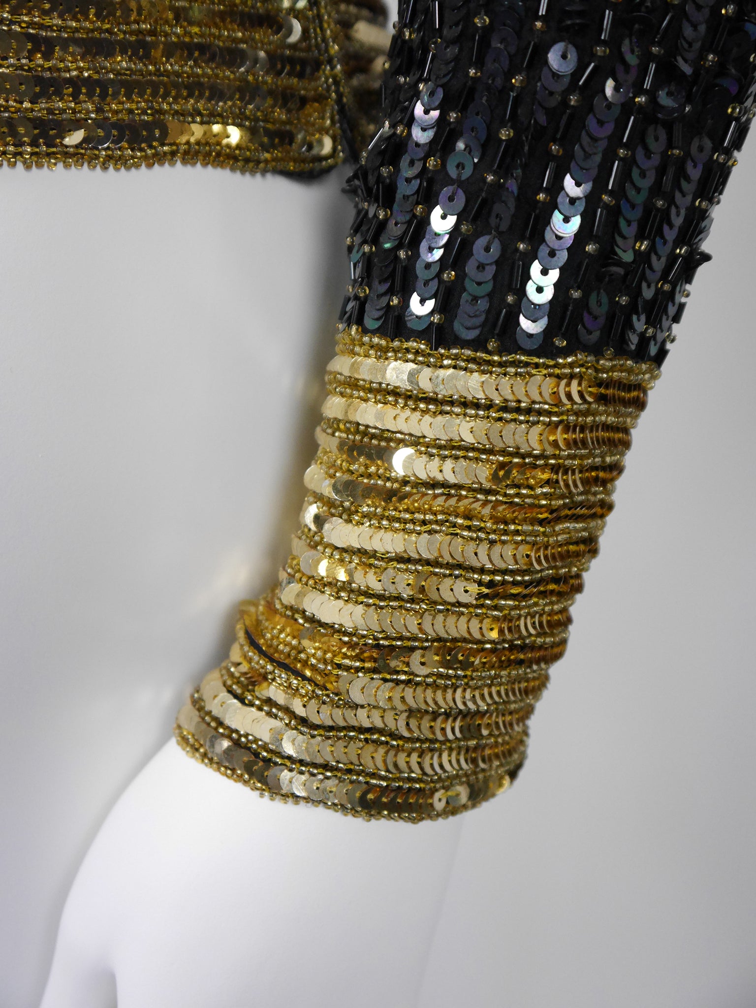 YVES SAINT LAURENT 1980s Vintage Beaded Sequined Evening Top Size XS-S